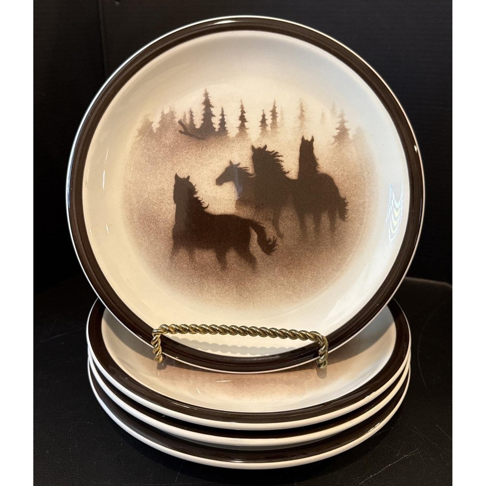 Big Sky Carvers Wild Horses Thomas Norby Salad Plate Plates Set Of 4 Western